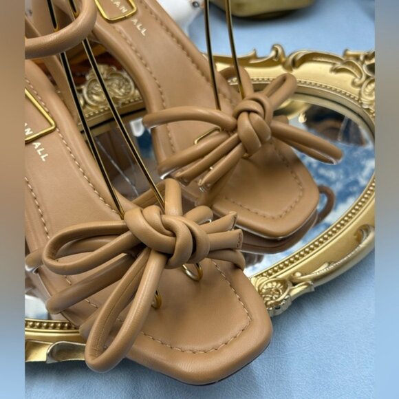🆕 LOEFFLER RANDALL 🧿 NWOB Mikel Leather Bow Heel Sandal, Dune Leather - Sz 7 - Picture 8 of 16